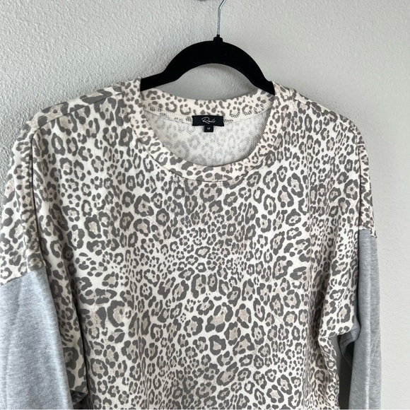 Rails Alice Mixed Grey Cheetah Print Cotton Blend Crewneck Sweatshirt Pullover - Picture 5 of 14